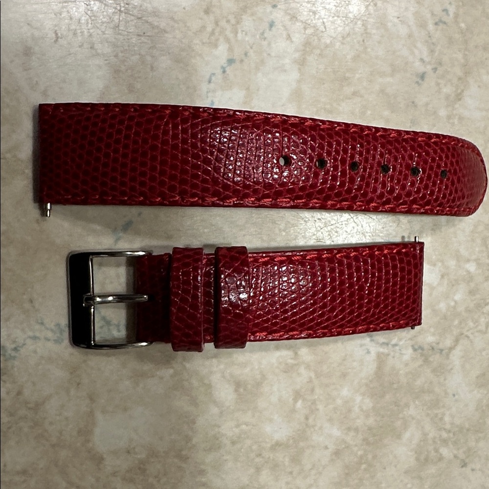 Chic Red Leather Watch Band
